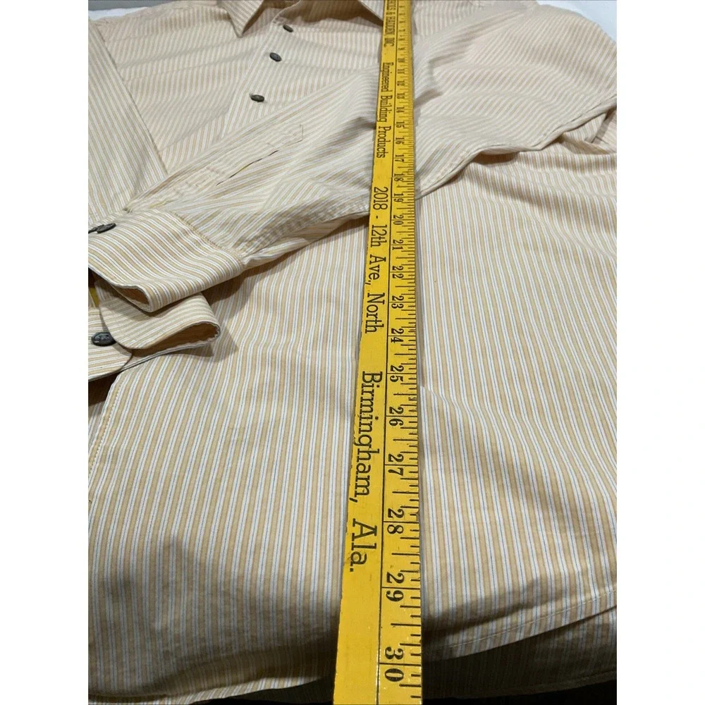 Banana Republic Men Button up Long Sleeve Shirt Size XL‎  Yellow White Line G36
